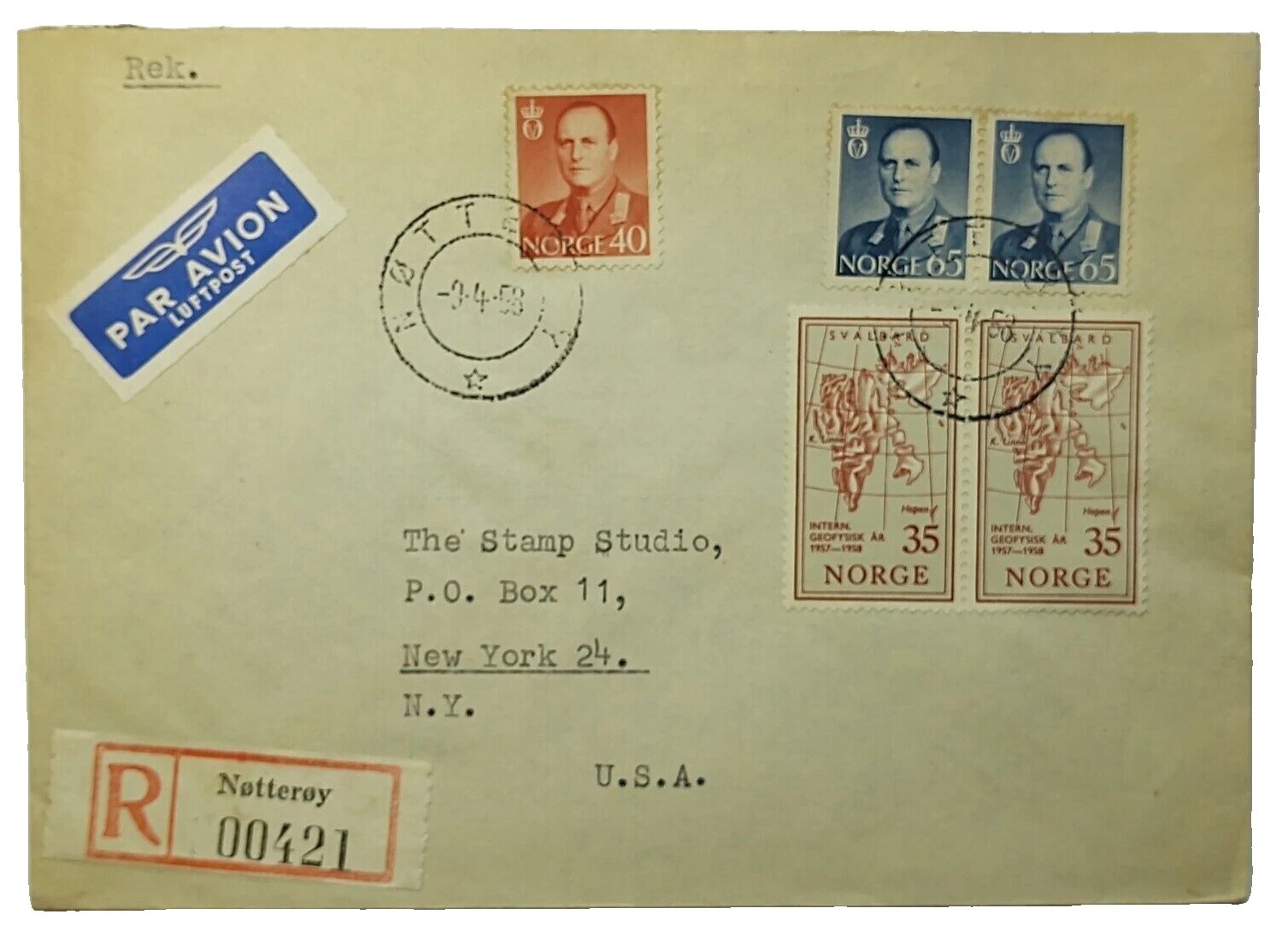 Handstamped Cover Norwegian Stamps