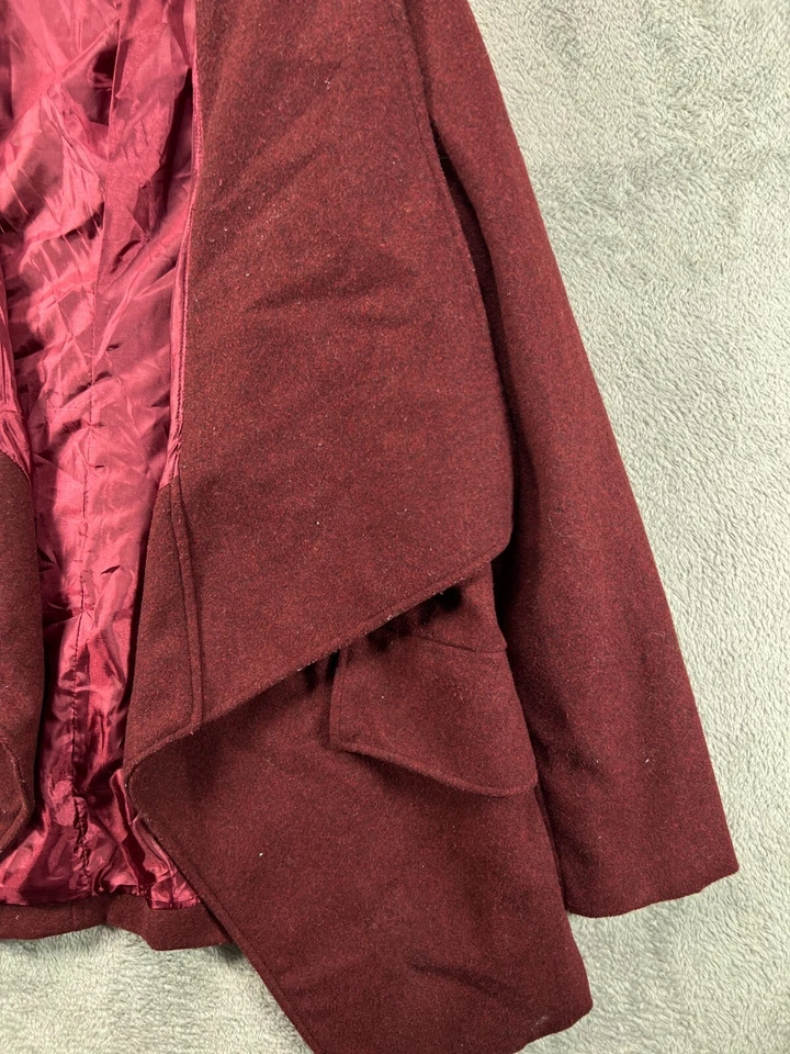 YA Los Angeles Womens Medium Jackets Dark Red Wide Shawl Collar Belted Ladies - Image 3 of 4