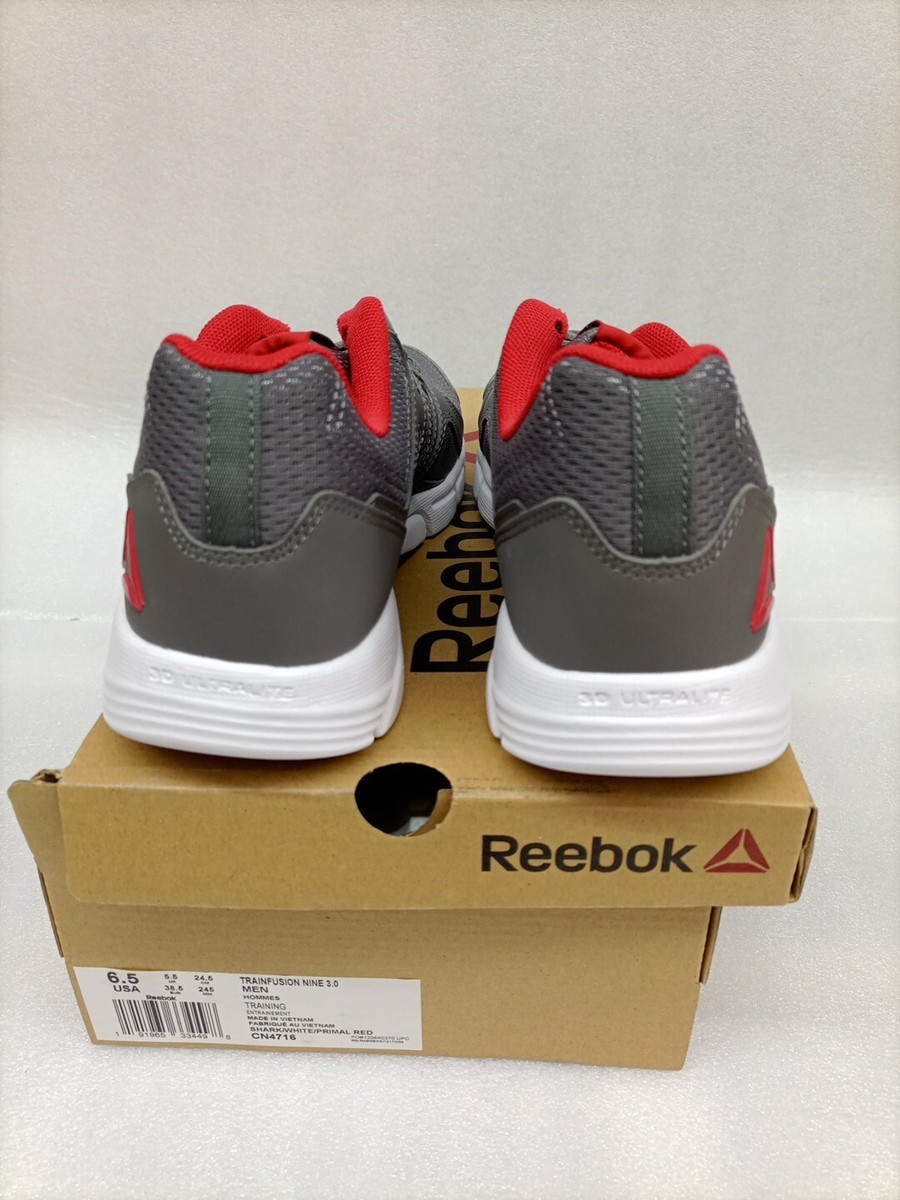 Reebok Trainfusion Nine 3.0 Shark/White/Primal Red Mens Size 6.5
