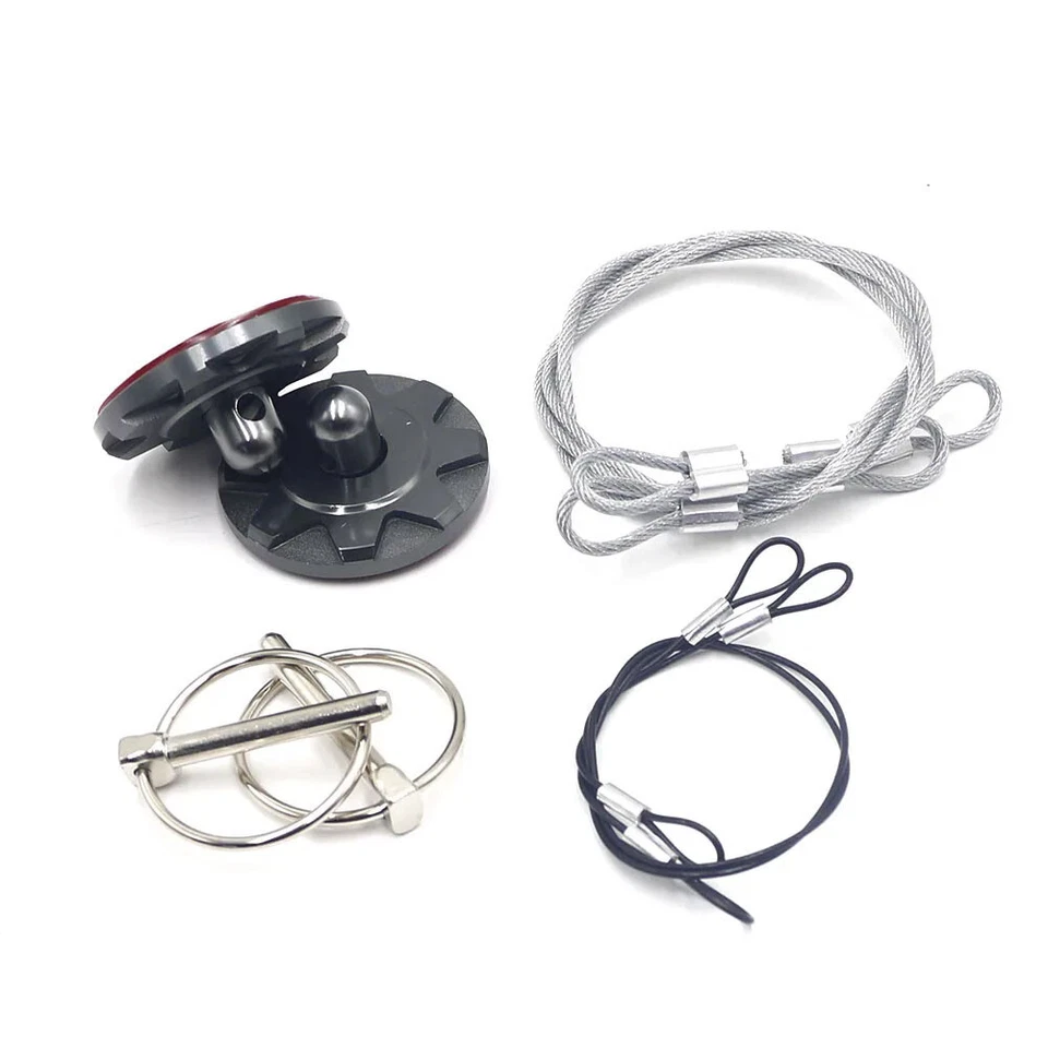 Kit de apariencia de pestillo de bloqueo de capó deportivo de carreras de autos CNC negro 2XBlack Foto 4 de 4