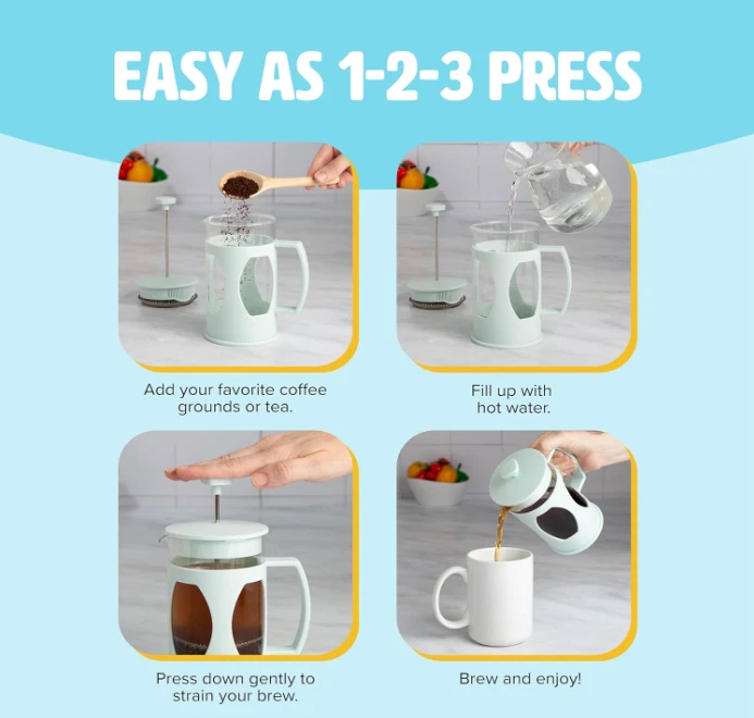Aqua French Press & Frother Set – 4.5-Cup Coffee Maker Gift - Изображение 3 из 4