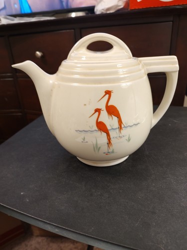 Vintage Hall Pottery for Enterprise Aluminum Co. drip-o-later flamingo pattern - Picture 2 of 3