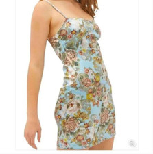 UO Sateen Mini Slip Floral Dragon Like Hipster Artsy Boho Trendy Tapestry Dress