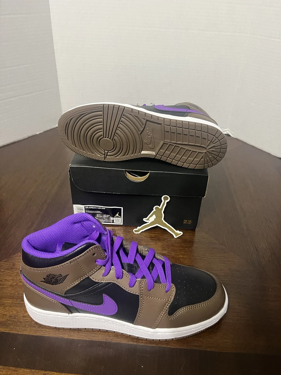 Nike Air Jordan 1 Mid GS Shoes Palomino Purple Mocha Brown DQ8423 215 Sz 6.5Y 8W