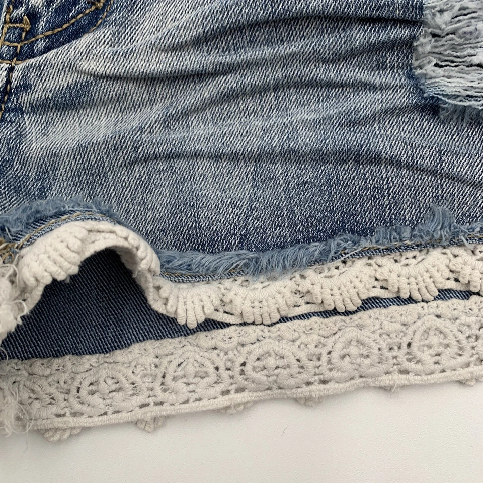 Pantalones Cortos Hot Kiss Para Mujer Talla 5 Cici Denim Envejecido Botín Elástico Playa Foto 4 de 4