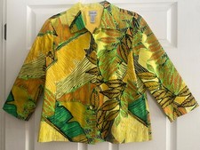 CHICO s Fun Colorful Multicolor Jacket Button-Front 3/4 Sleeve Size 1 Med NWOTs