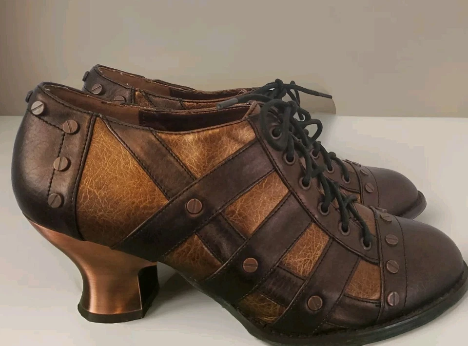  HADES  Jade Shoes Heels Oxfords Brown Steampunk Vegan Leather Sz 10  - Image 4 of 4