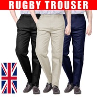 Mens Rugby Trousers Elasticated Waist Work Casual Smart Pants All Sizes W32 - 44