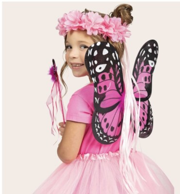 Theater Fairy Costume Set Tutu Wings Headband Wand Lightweight Girls Dress up
