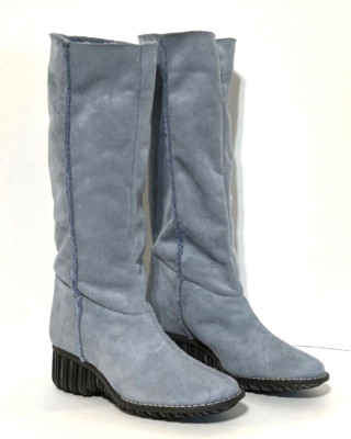 Ann Klein Made in Italy Cyril Slate Blue Nubuck Suede Boots Size 7.5M NIB