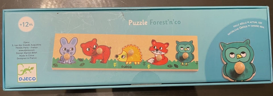 DJECO Puzzle Legno Forest n co Gioco 12m Rompicapo Bambini Bebe Motricita Fine - Immagine 2 di 4