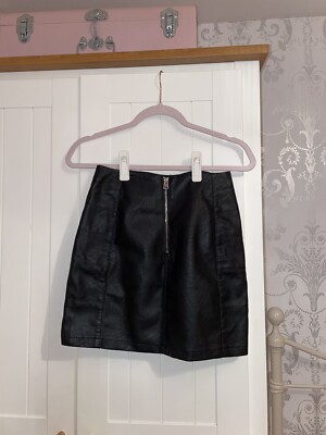 Topshop Faux Leather Skirt With Diamanté Heart Belt Buckle