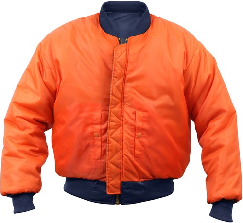 Kids Bomber MA-1 Flight Jacket Military Army Coat Reversible with Orange Lining - Picture 7 of 7