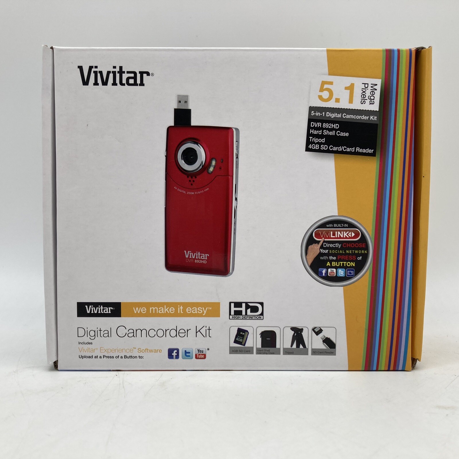 Vivitar DVR 892HD Full HD Mini Camcorder Red Action Cam - Box Open Never Used