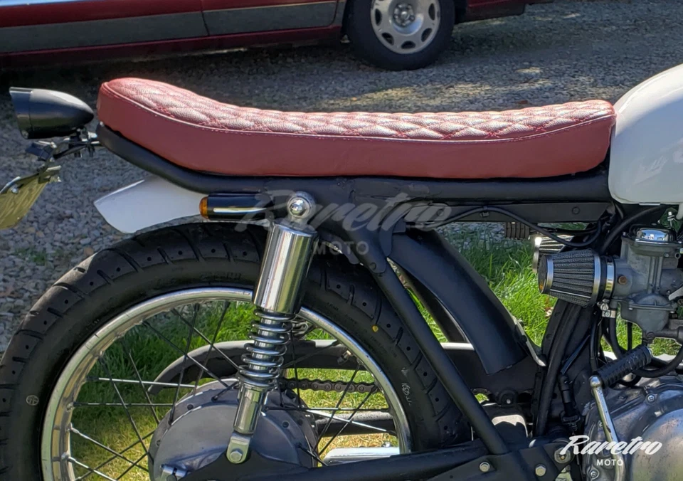 Cubierta de sillín de asiento tapizado personalizada Honda Harley Café Racer Scrambler Brat Foto 4 de 4