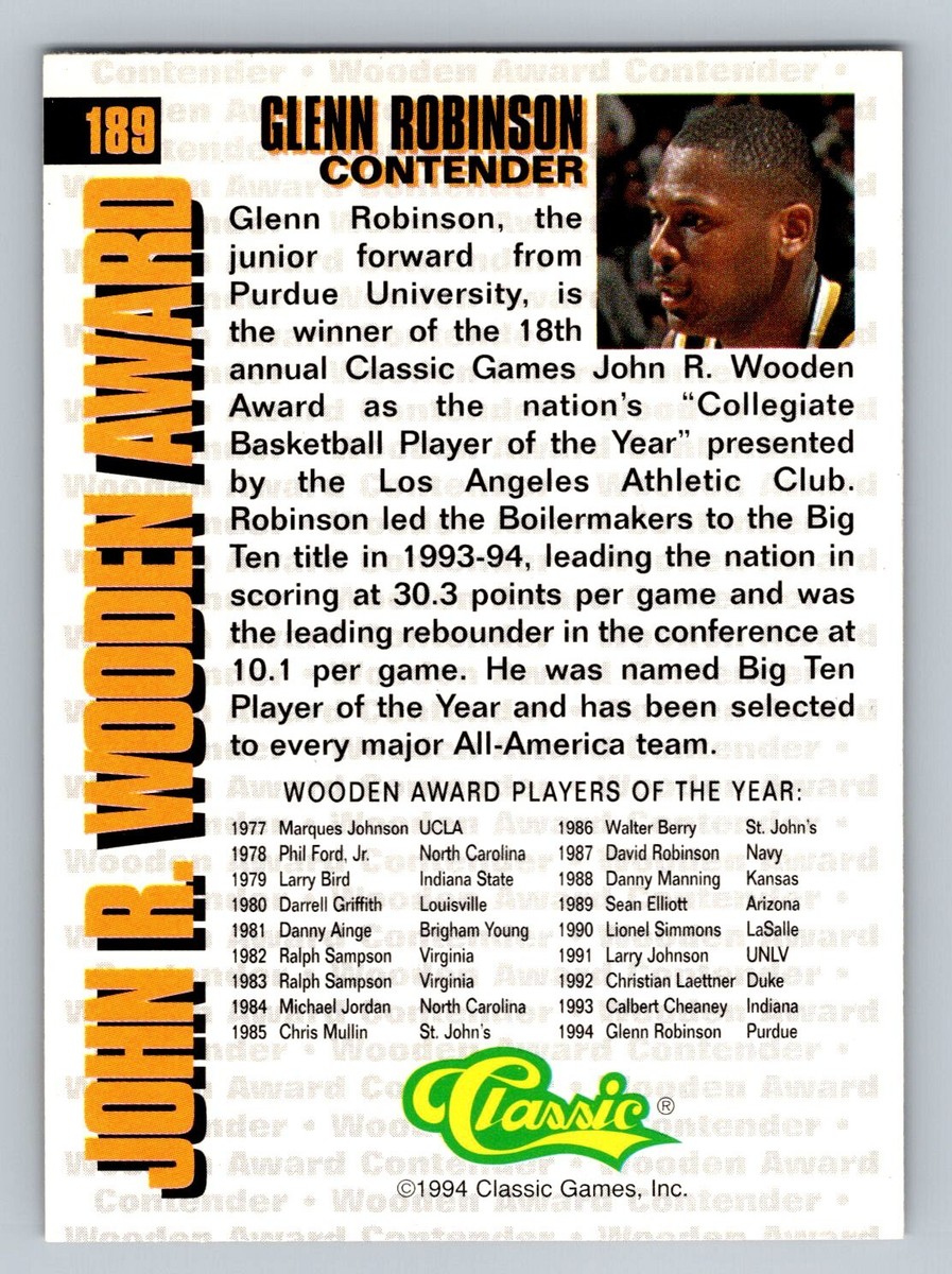 1994 Classic Four Sport #189 Glenn Robinson Wooden Award Winner | eBay