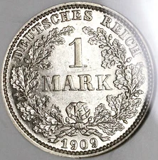 1909-E NGC AU 58 Germany 1 Mark Muldenhutten Silver Rare Coin POP 3/1 (22092201C