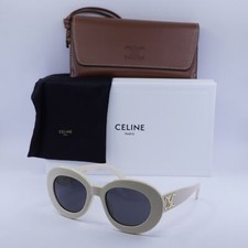 Celine CL40312U TRIOMPHE 25A Shiny White/Grey 53-22-145 Sunglasses New Authentic