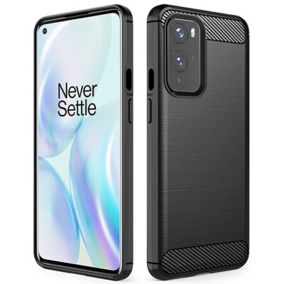 Black - Carbon Fiber Full Edge Protective Case Cover for 1+ OnePlus 9 Pro Phone