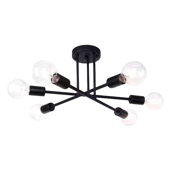 RRTYO Highlandville 23.62 in. 6Light Black Sputnik SemiFlush Mount eBay