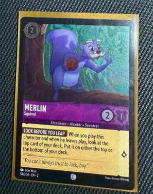 Merlin Squirrel 54 Disney Lorcana Rise of the Floodborn Trading Card Common FOIL