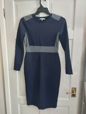 M&S Limited Edition Navy Blue & White Lace Panels Stretchy Bodycon Dress  Uk 8