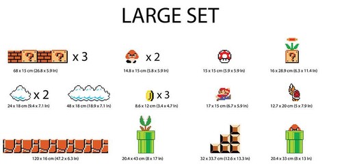 Super Mario Bros Retro 80's Scene Wall Stickers Decal Kids Decor Art Mural WC137 - Picture 4 of 5