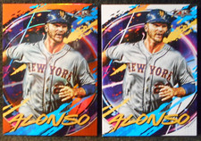 2020 Pete Alonso Topps Fire Orange & Base #8....Orange / 299.....New York Mets