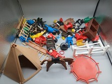 Lot Vintage 1970s/80s Playmobil Geobra Horses People Fences Tools hats