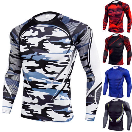 Herren Kompressions Shirt Funktions T-Shirt Laufshirt Top Langarm Fitness Sport - Bild 3 von 4