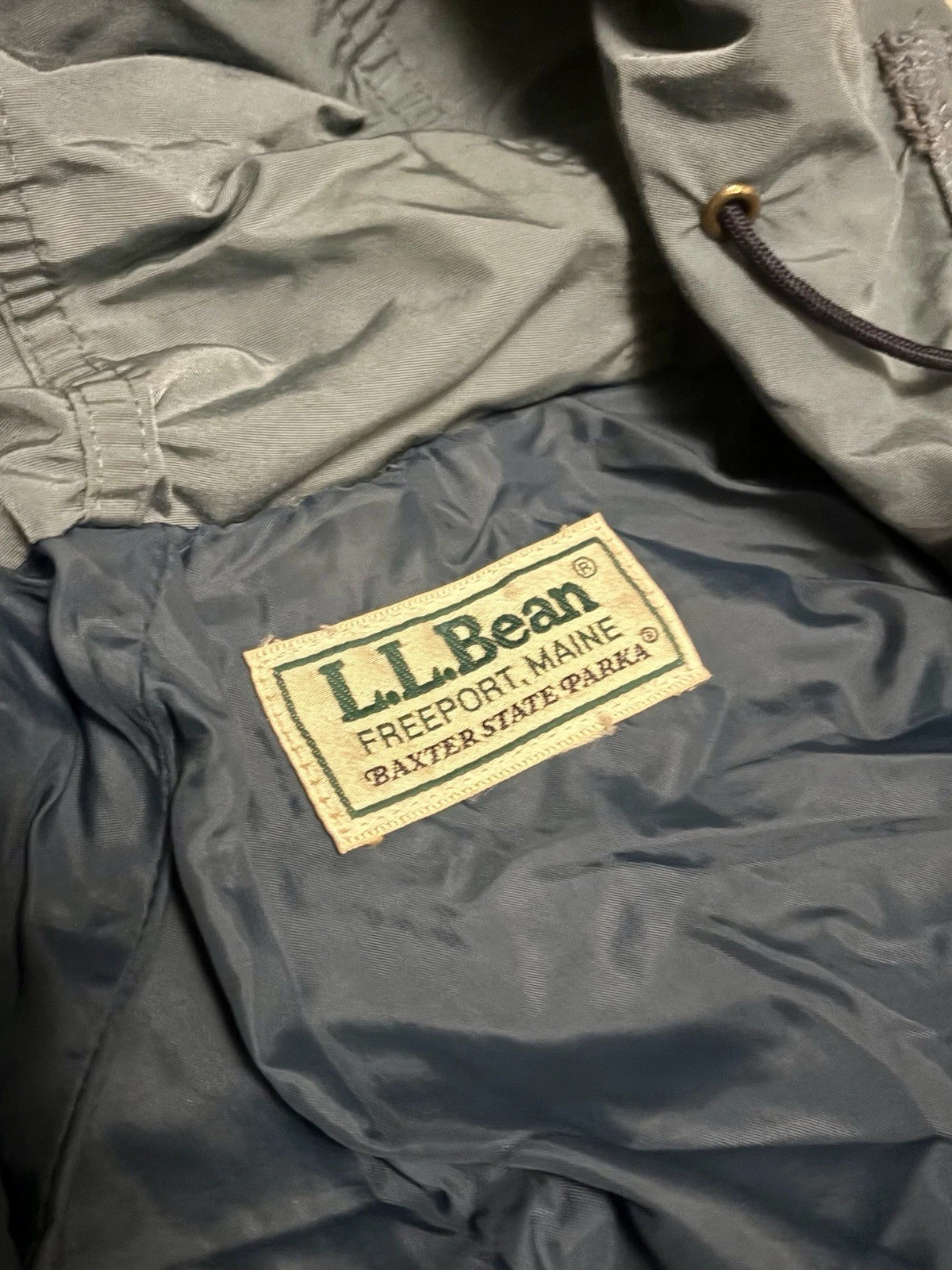 Vintage LL Bean Jacket Mens S Blue Baxter State Parka Hooded Made In USA - product detail image 2