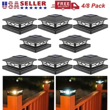 8 Pack Outdoor Flame Light Solar Post Deck Fence Cap 4x4/6x6 High Bright Light