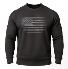 Distressed American Flag Sweatshirt | Patriotic USA Crewneck | Unisex Fleece