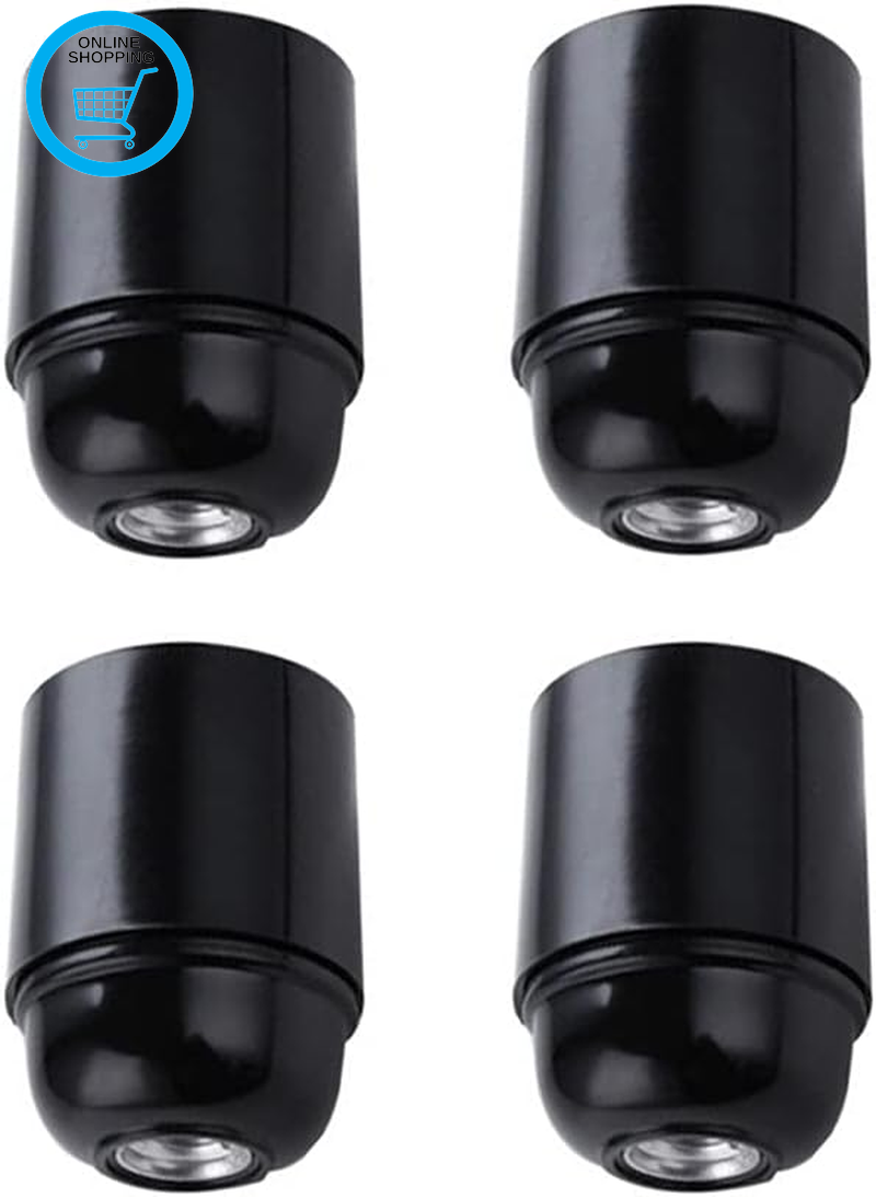 4-Piece Vintage E27 Lamp Holder, Black Bakelite Bulb Socket, Pendant Light Fitti
