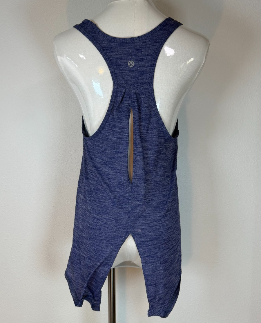 Lululemon Salute the Sun Tank Top Women’s 10 Heathered Cadet Blue Open Racerback
