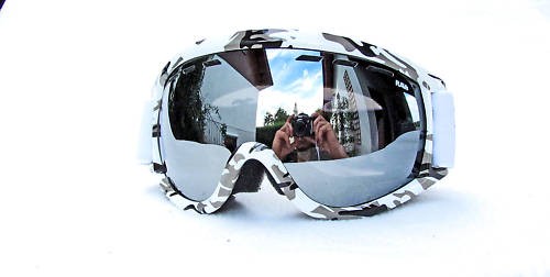 Occhiali da snowboard Ravs bianchi e mimetici
