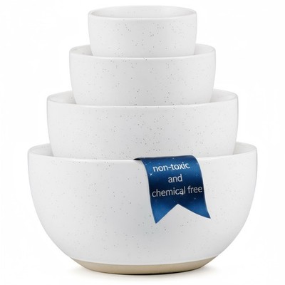 KooK Mixing Bowls, Ceramic Nesting Stoneware Regular, Moonstone 