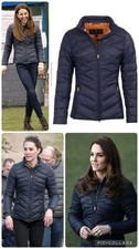  Barbour Navy Orange Longshore Quilted Puff Jacket ASO Kate Middleton Uk 16 US12