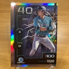 Cole Young 2025 Bowman Chrome Top 100 Refractor Seattle Mariners Card #BTP-40