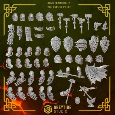 Anvil Wardens Big Armor Melee Upgrade Bits | 16K Resin 3D Printed [Greytide]