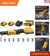 20V Cordless Ratchet Wrench Set with LED Light & 250RPM Variable Speed Control