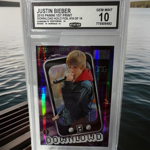 Panini 2010 Justin Bieber 1st Print Download Holo Foil #18/18 CGC 10
