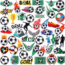 48 Pcs Soccer Iron on Patches Sports Ball Iron on Patches for Hats Clothes Jacke