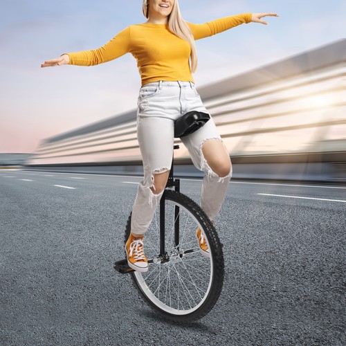 24 In Unicycle Adjustable Height Ride Bike Unisex Adult Steel Frame Bicycle
