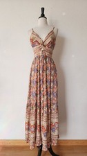 New Anthro Maxi Dress Size Small Beige Floral Wedding Coquette Garden Cottage