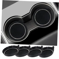 4 Pack Bling Car Coasters, 2.75 Inch Bling Crystal Rhinestone Soft Rubber Black