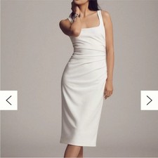 BHLDN Andie Square-Neck Stretch Tank Crepe Midi Dress Ivory size Large NWT