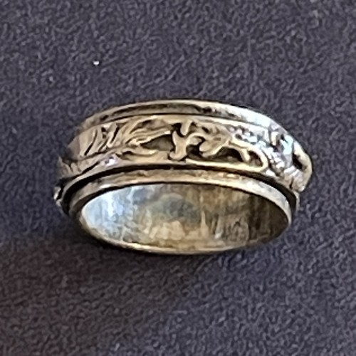 Contemporary Sterling Silver Dragon Spinner Fidget Ring