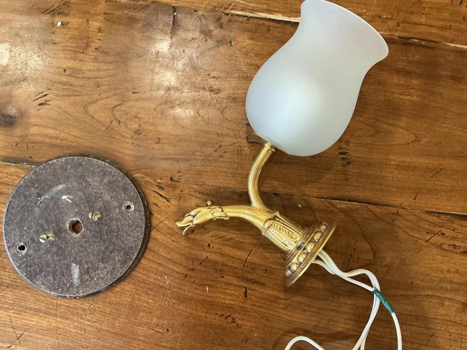 ОДНОСТЕННЫЙ СВЕТИЛЬНИК HERBEAU POMPADOUR — СТАРАЯ ЗОЛОТАЯ ОТДЕЛКА — ремонт — ванная комната - Изображение 4 из 4