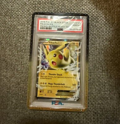 2016 POKEMON BLACK STAR PROMO BATTLE HEART TINS XY174 PIKACHU EX PSA 10 NEW CERT